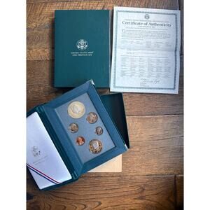 1990-P US Mint Prestige Proof Set Eisenhower Silver Dollar OGP & COA 6 Coins